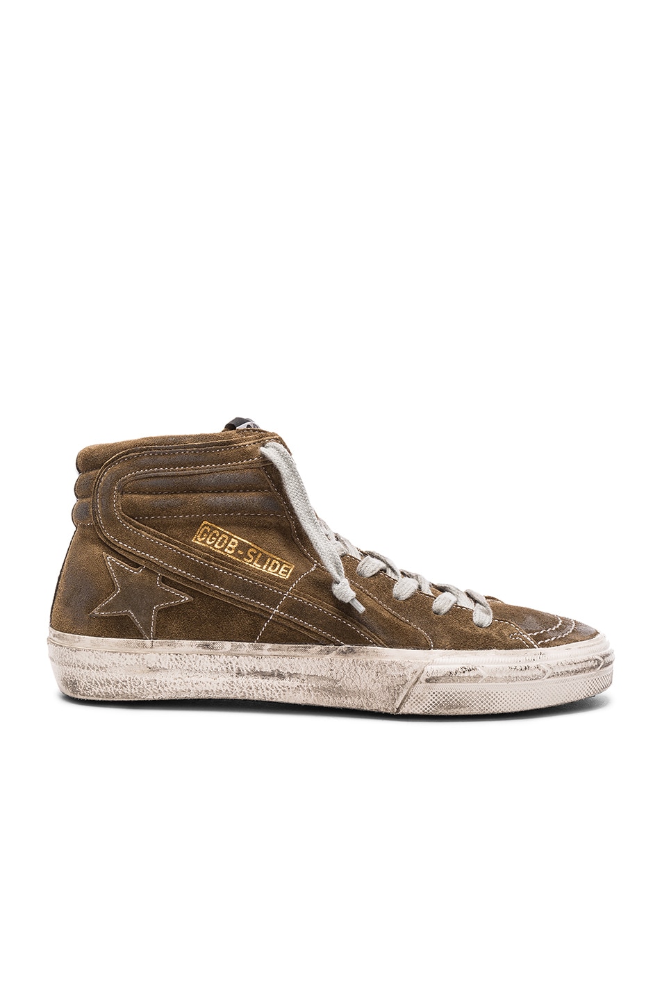 Image 1 of Golden Goose Suede Slide Sneakers in Green Leather & Bluette