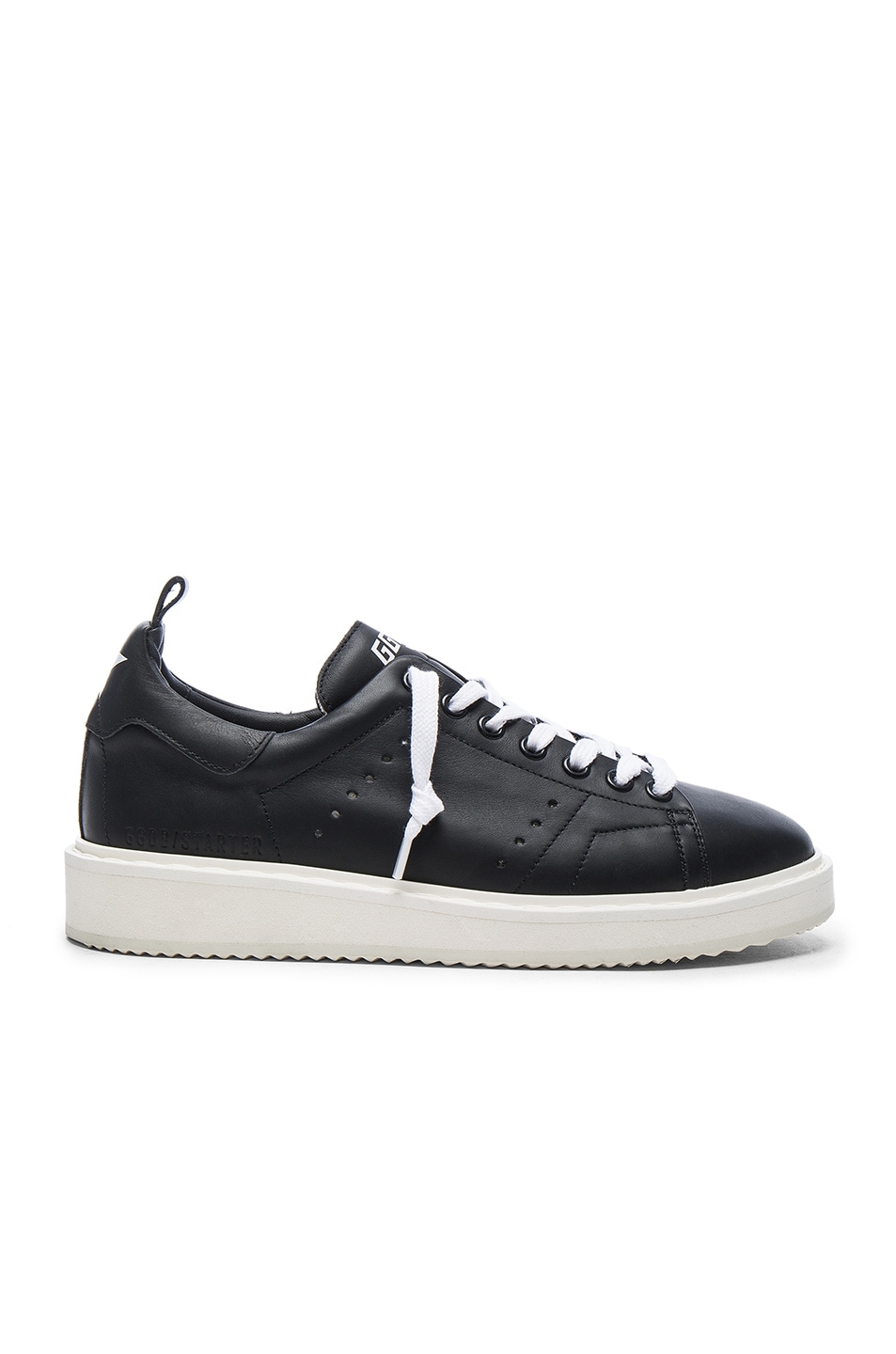 Image 1 of Golden Goose Leather Starter Sneakers in Black & White
