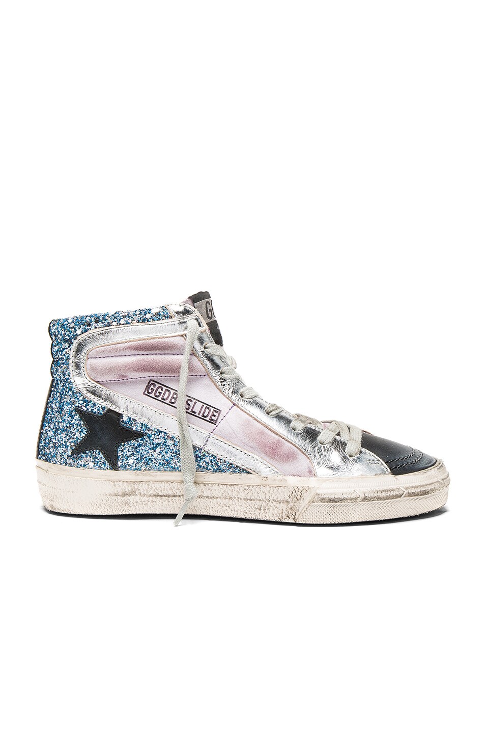 Image 1 of Golden Goose Suede Slide Sneakers in Blue Glitter & Lilac