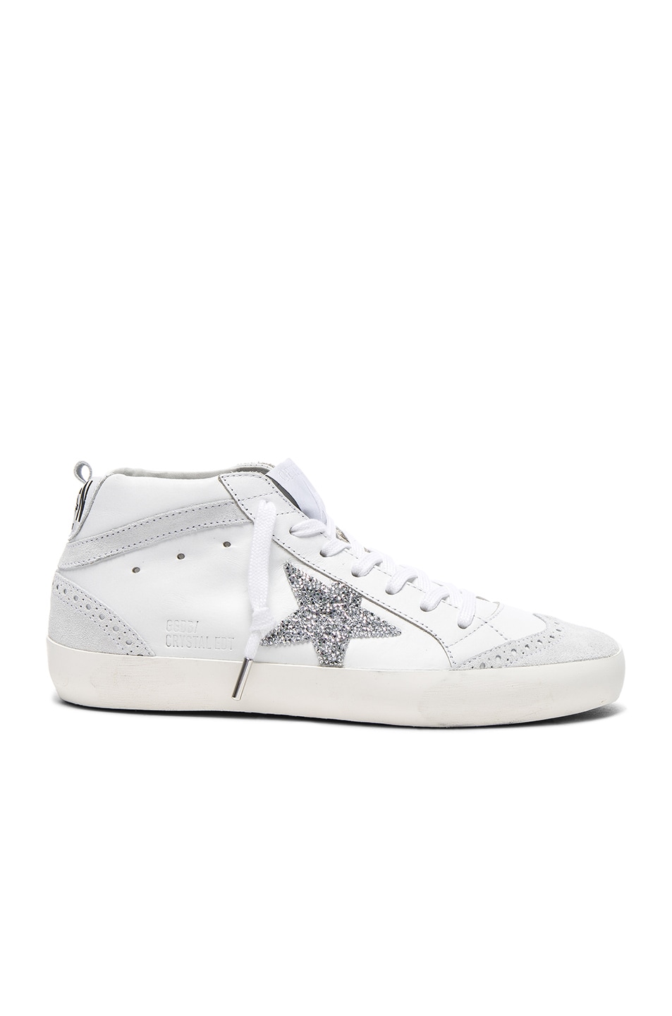 Image 1 of Golden Goose Swarovski Crystal Embellished Mid Star Sneakers in White & Crystals