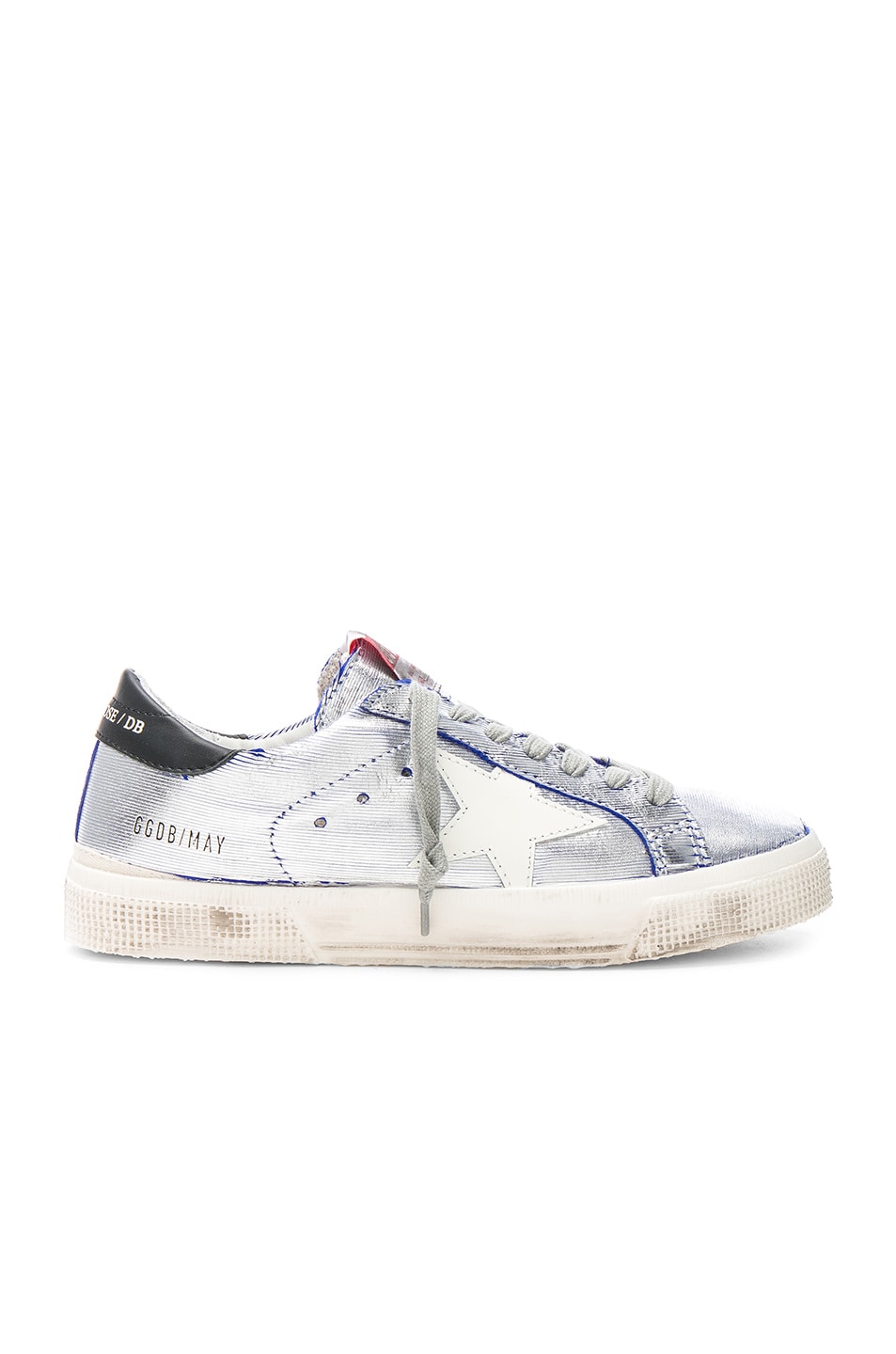 Image 1 of Golden Goose Ribbed Metallic May Sneakers in Bluette Silver