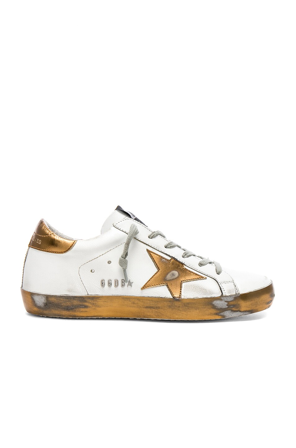 Image 1 of Golden Goose Leather Superstar Sneakers in Sparkle White & Bronze Star
