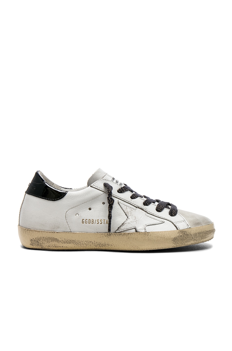 Image 1 of Golden Goose Leather Superstar Sneakers in White & Croc Star