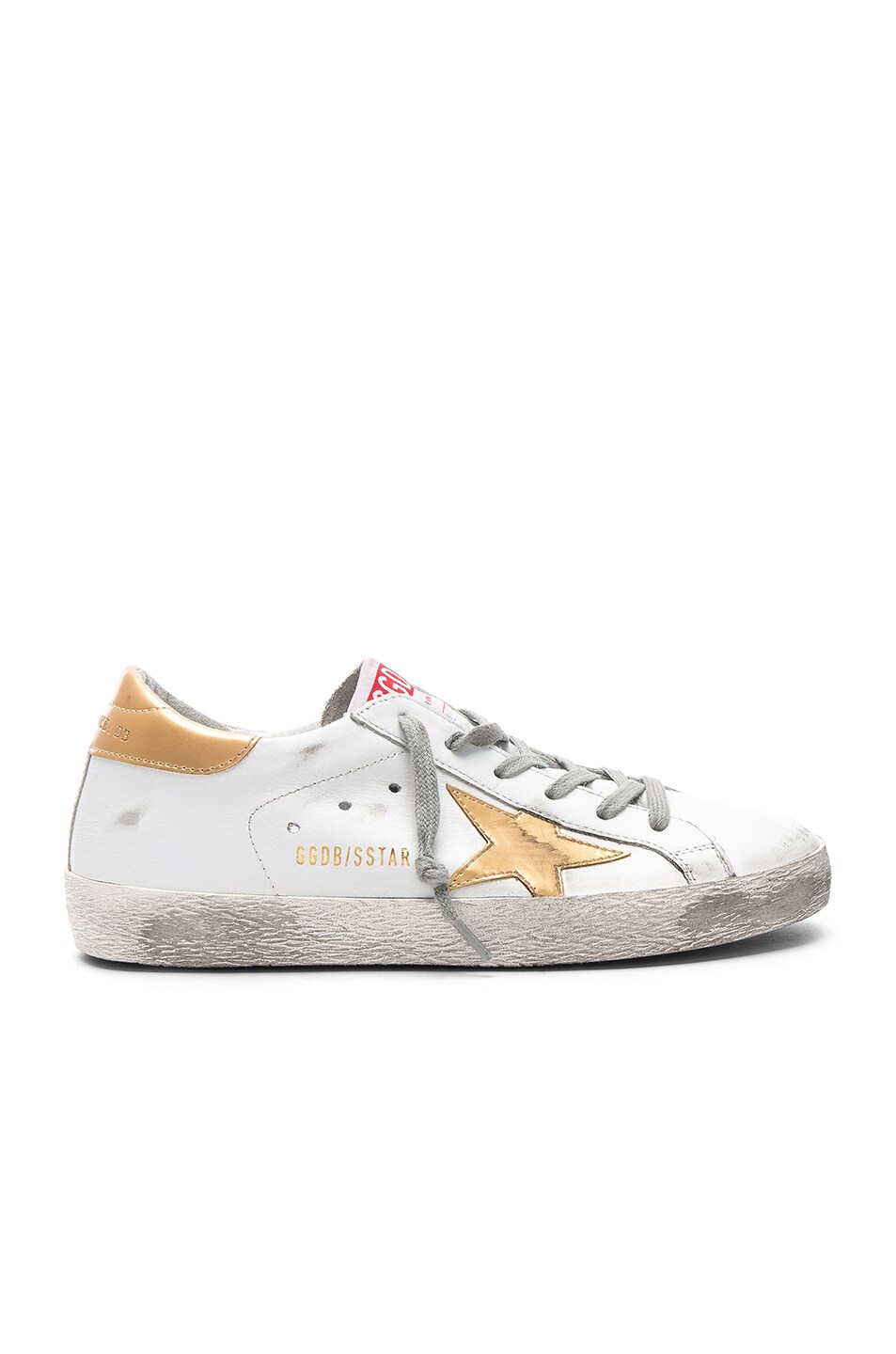 Image 1 of Golden Goose Leather Superstar Sneakers in White & Gold