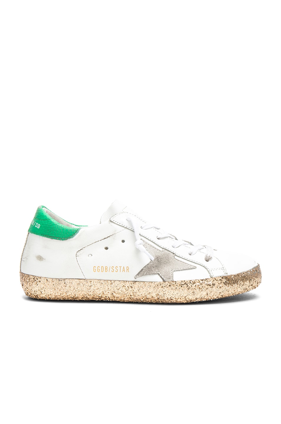 Image 1 of Golden Goose Leather Superstar Sneakers in White & Gold