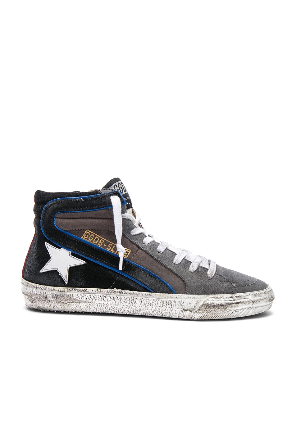 Image 1 of Golden Goose Nubuck Leather Slide Sneakers in Lavagna & White