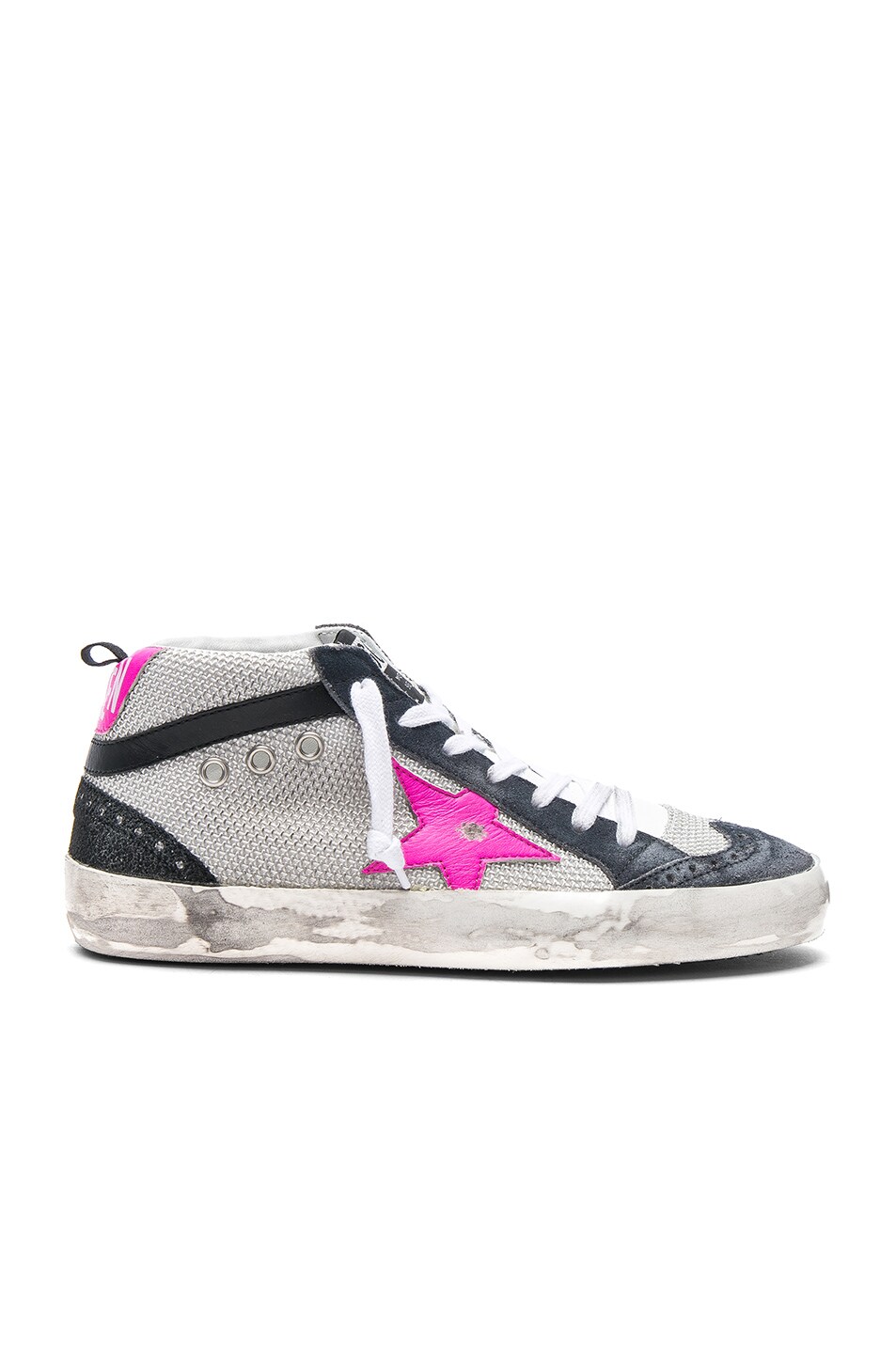 Image 1 of Golden Goose Knit Mid Star Sneakers in Ice & Pink Fluo