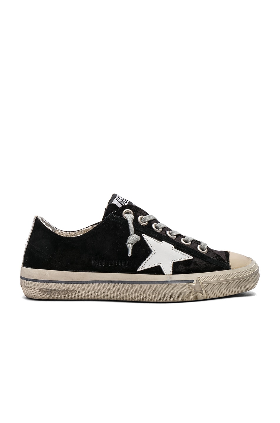 Image 1 of Golden Goose Velvet V Star 2 Sneakers in Black & White