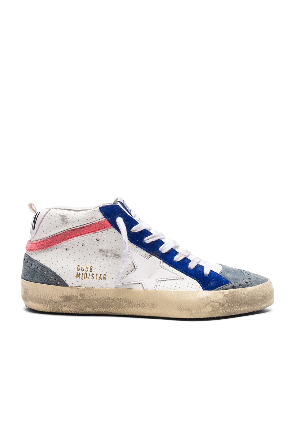 Image 1 of Golden Goose Mid Star Sneakers in White & White