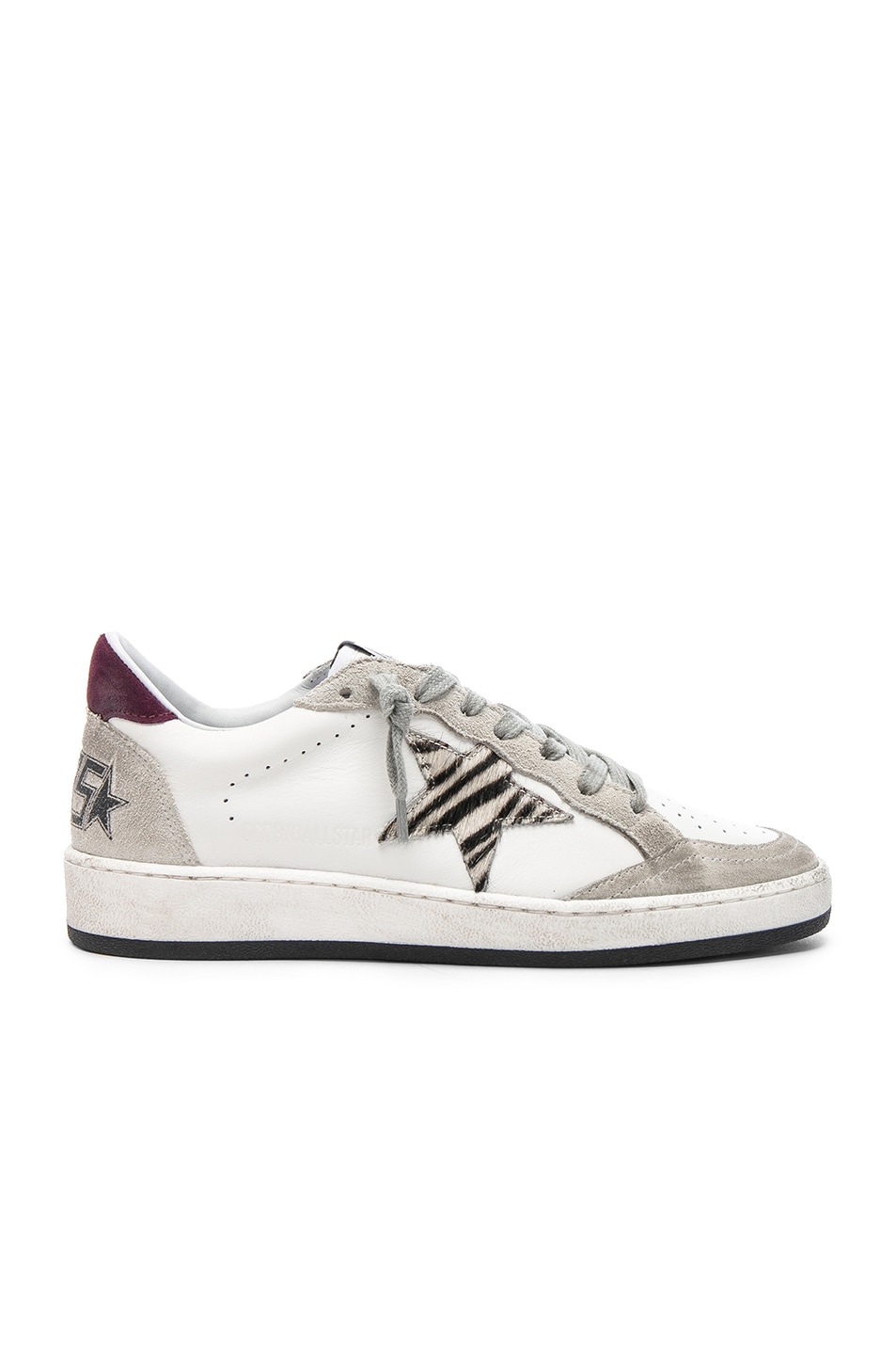 Image 1 of Golden Goose Leather Ball Star Sneakers in White & Zebra
