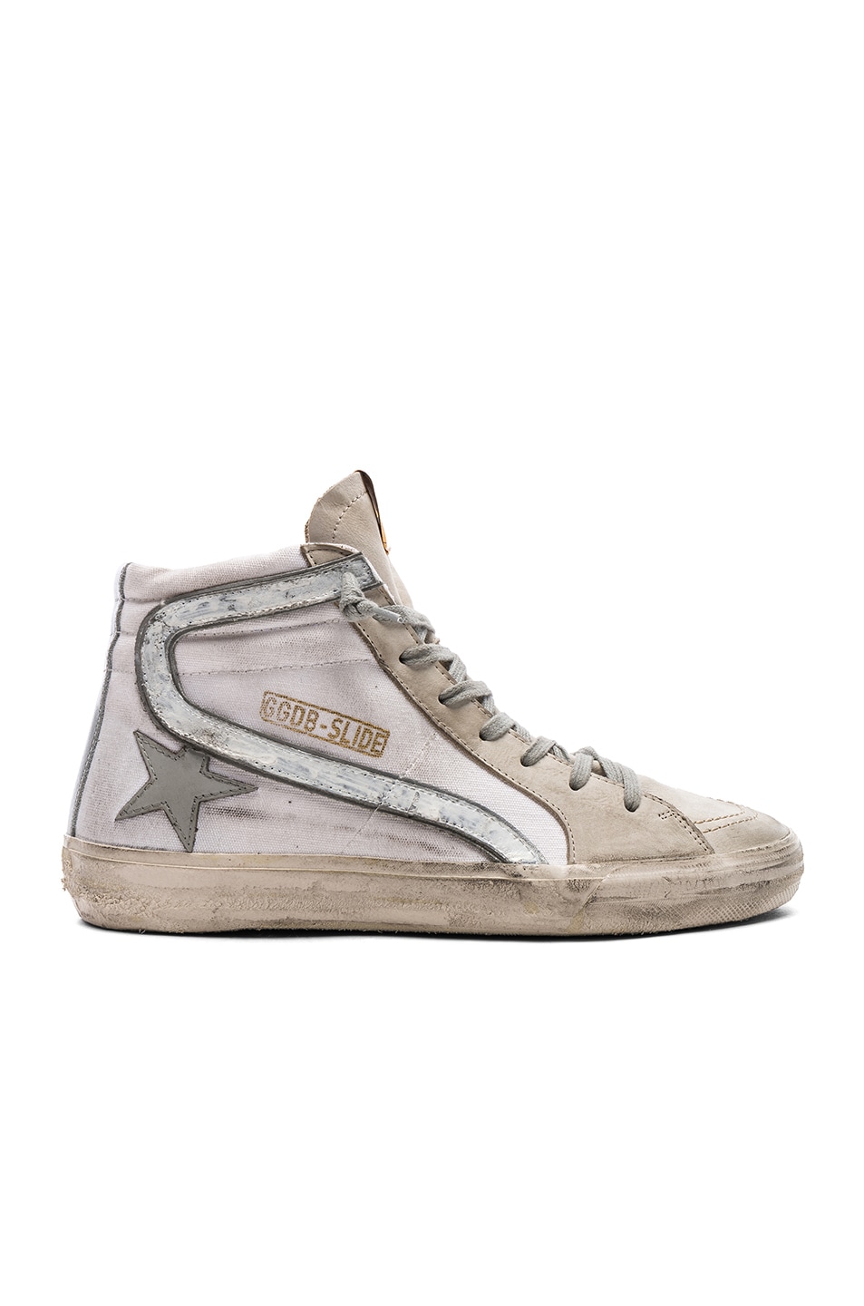 Image 1 of Golden Goose Canvas Slide Sneakers in White & Grey