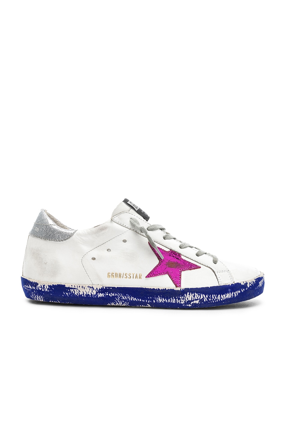 Image 1 of Golden Goose Superstar Sneakers in White, Fuchsia & Silver