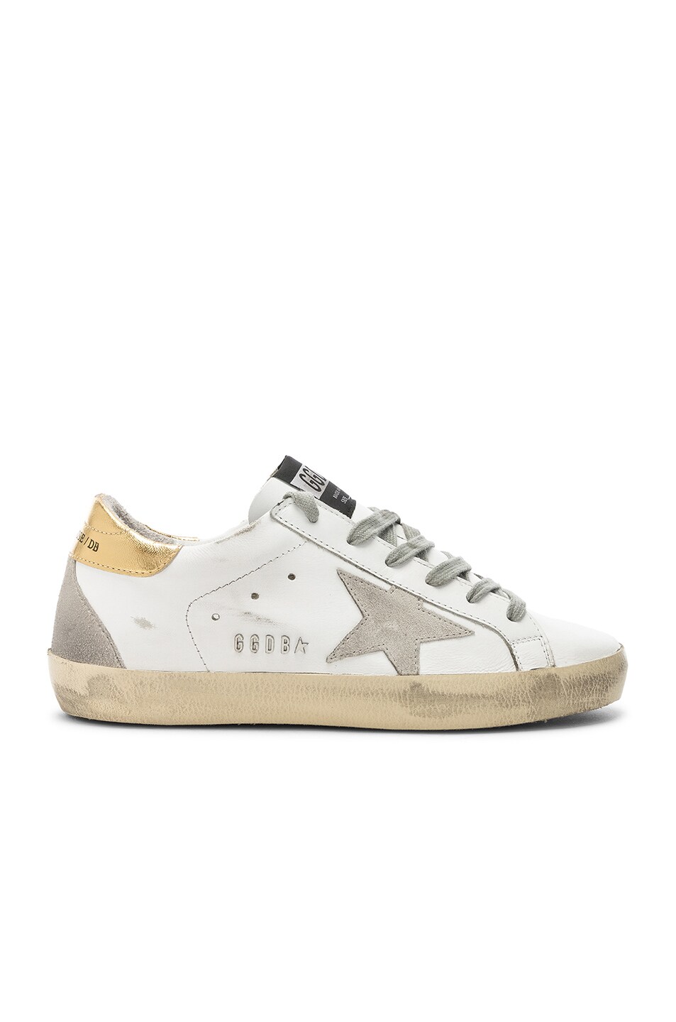 Image 1 of Golden Goose Superstar Sneakers in White & Gold