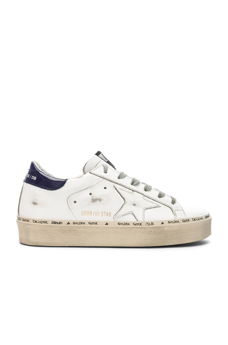 Image 1 of Golden Goose Hi Star Sneakers in White & Blue