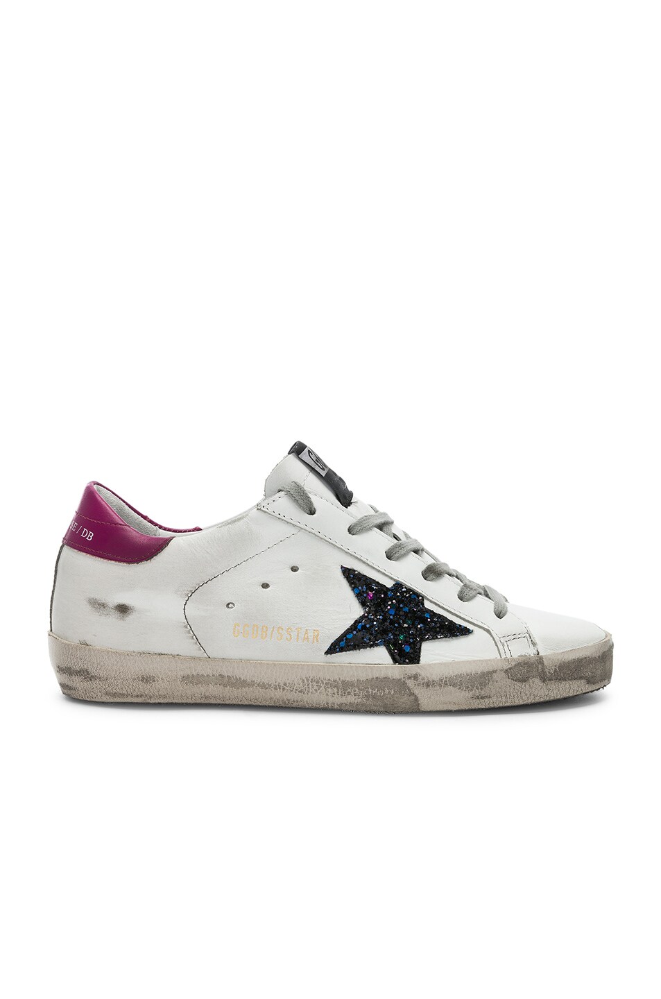 Image 1 of Golden Goose Superstar Sneakers in White Purple & Glitter Star