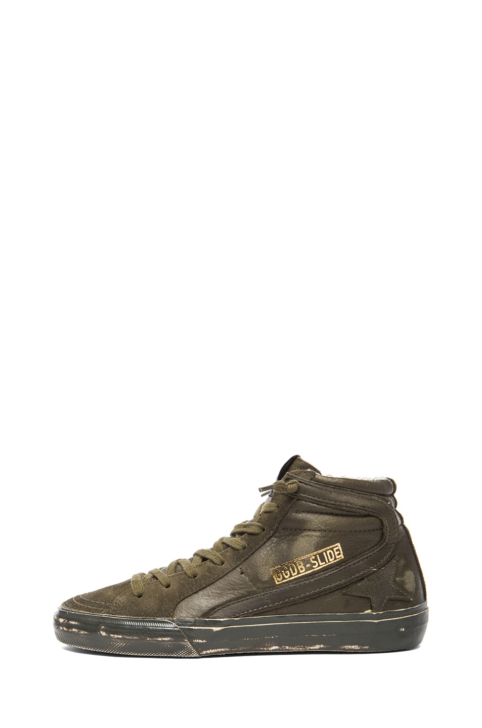 Image 1 of Golden Goose Slide Suede & Leather Sneakers in Military