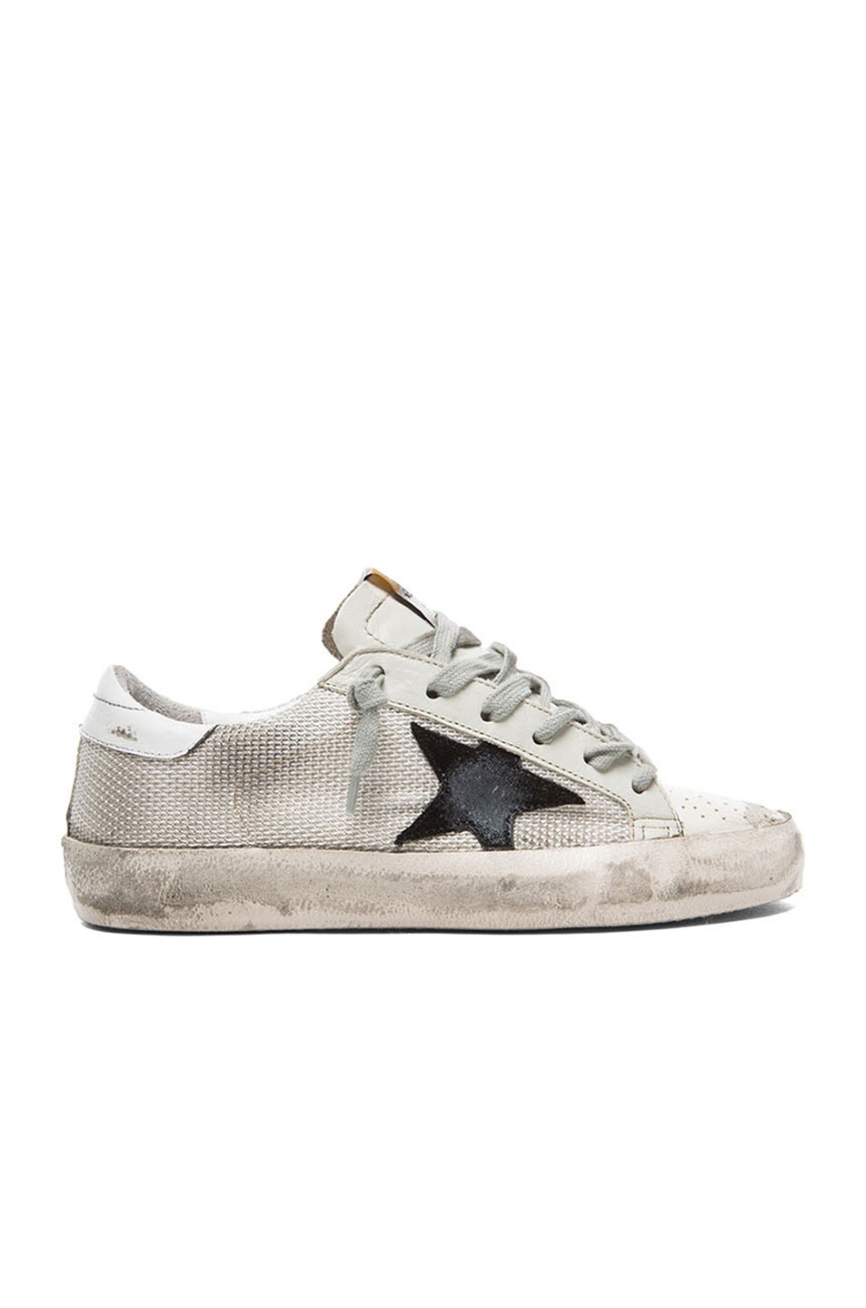 Image 1 of Golden Goose Super Star Low Top Bonded Poly Sneakers in Grey & White