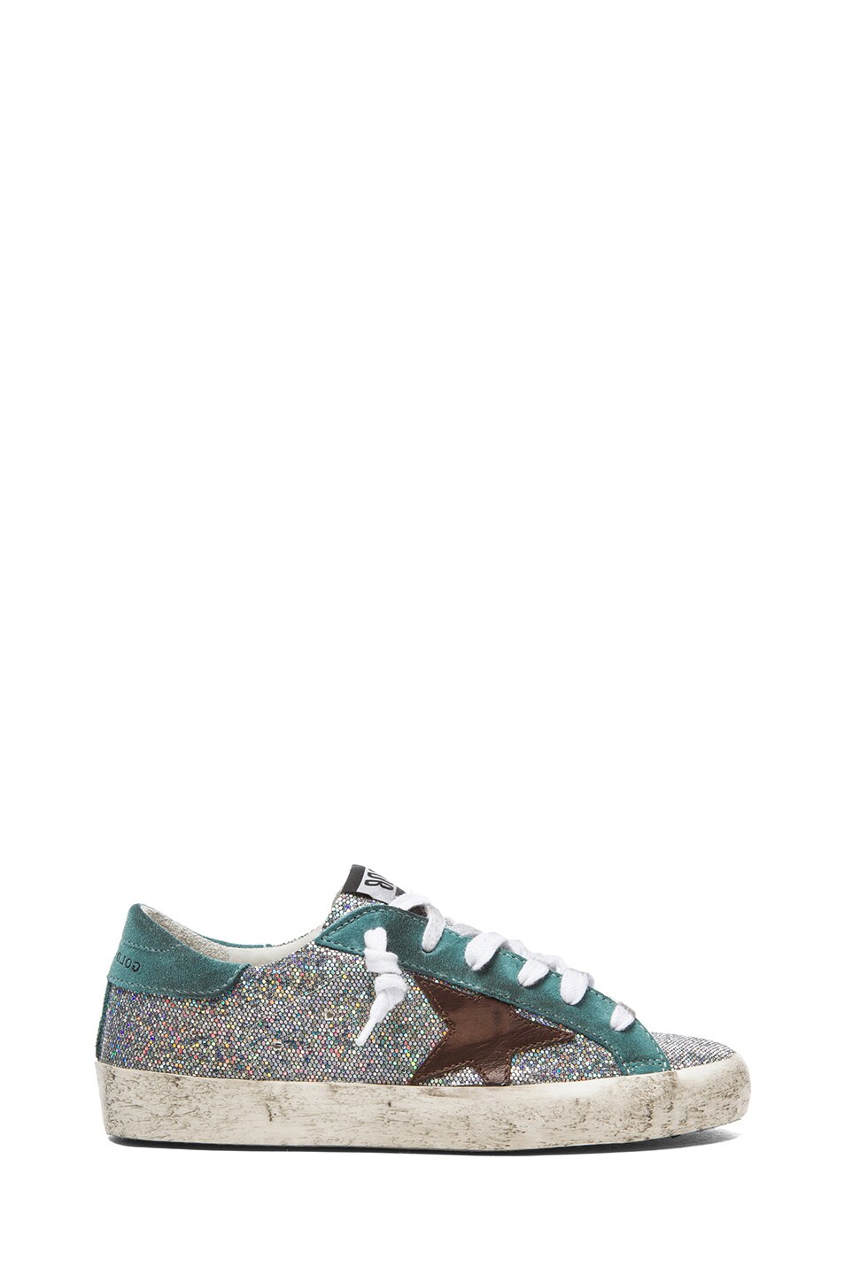 Image 1 of Golden Goose Super Star Low Top Coated Poly Sneakers in Silver Glitter
