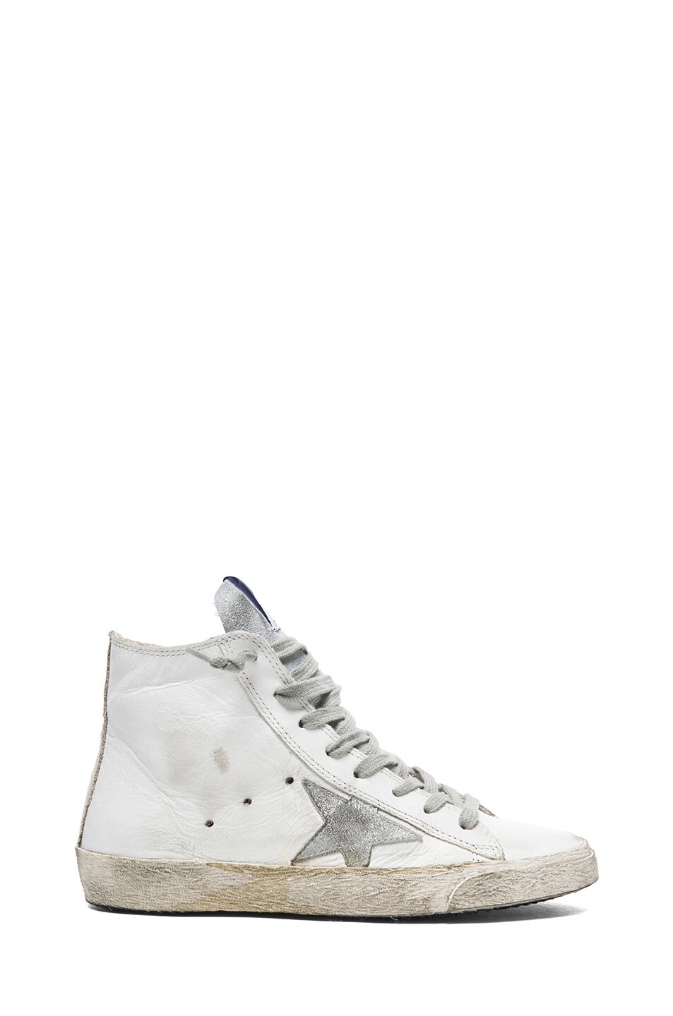 Image 1 of Golden Goose Francy Leather Sneakers in White & Silver