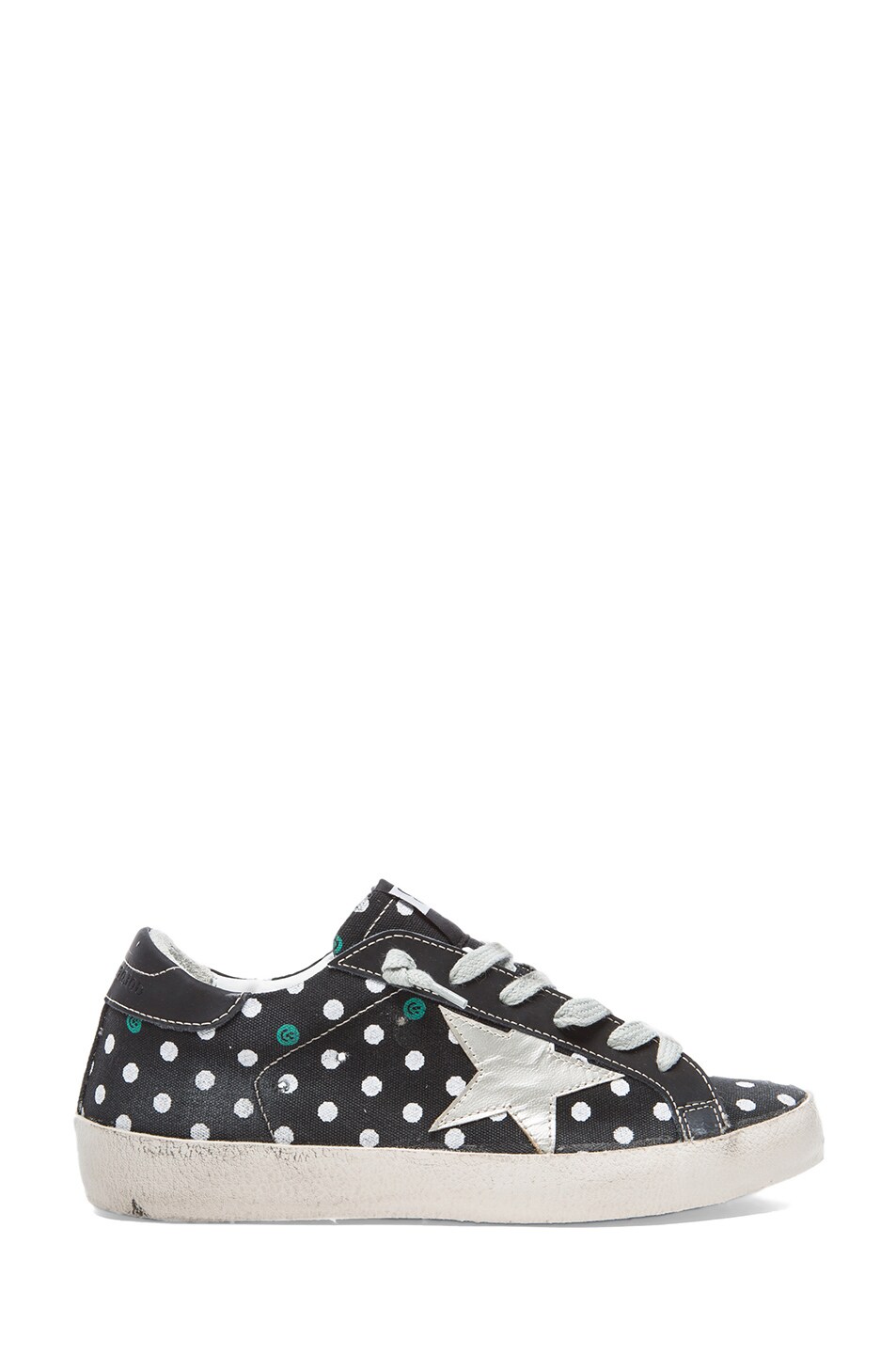 Image 1 of Golden Goose Super Star Polka Dot Canvas Low Top Sneakers in Black & White