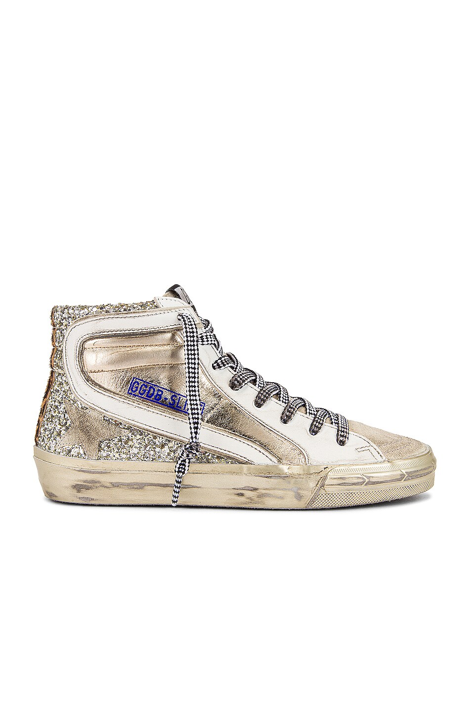 Image 1 of Golden Goose Slide Sneaker in Gold, Ice, White, & Beige Brown Leopard