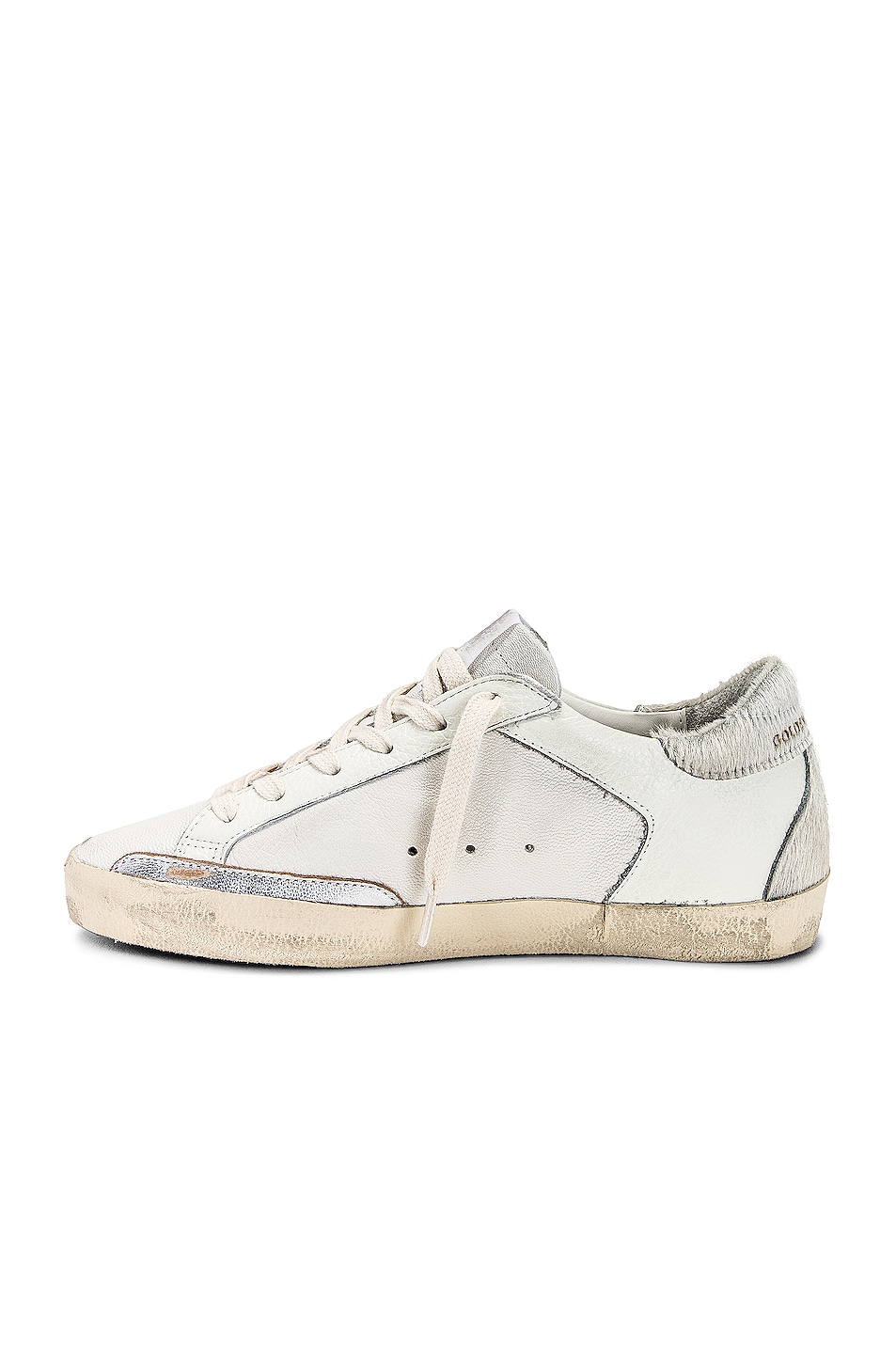 Golden Goose Superstar Sneaker In White, Cream, & Silver 