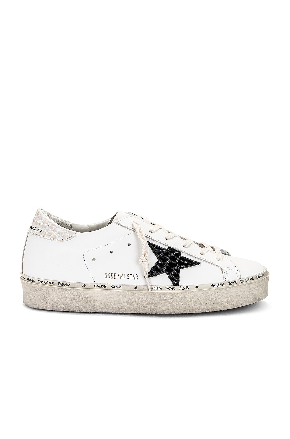 Golden Goose Hi Star Sneaker in White, Black, & Ivory | FWRD