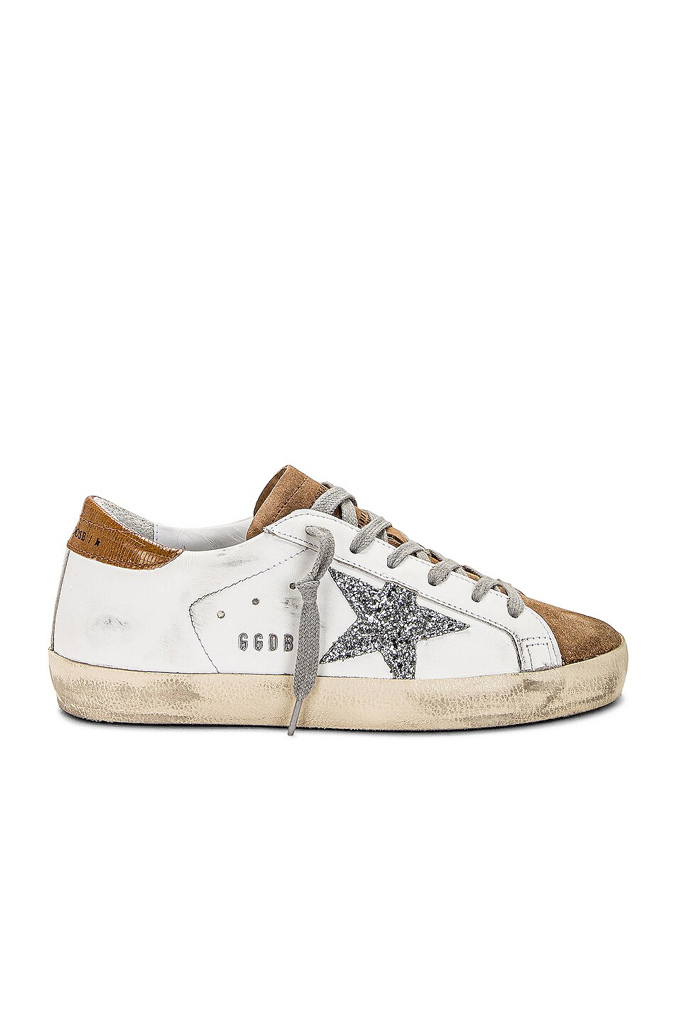 Image 1 of Golden Goose Superstar Sneaker in White, Tobacco, Silver, & Taupe