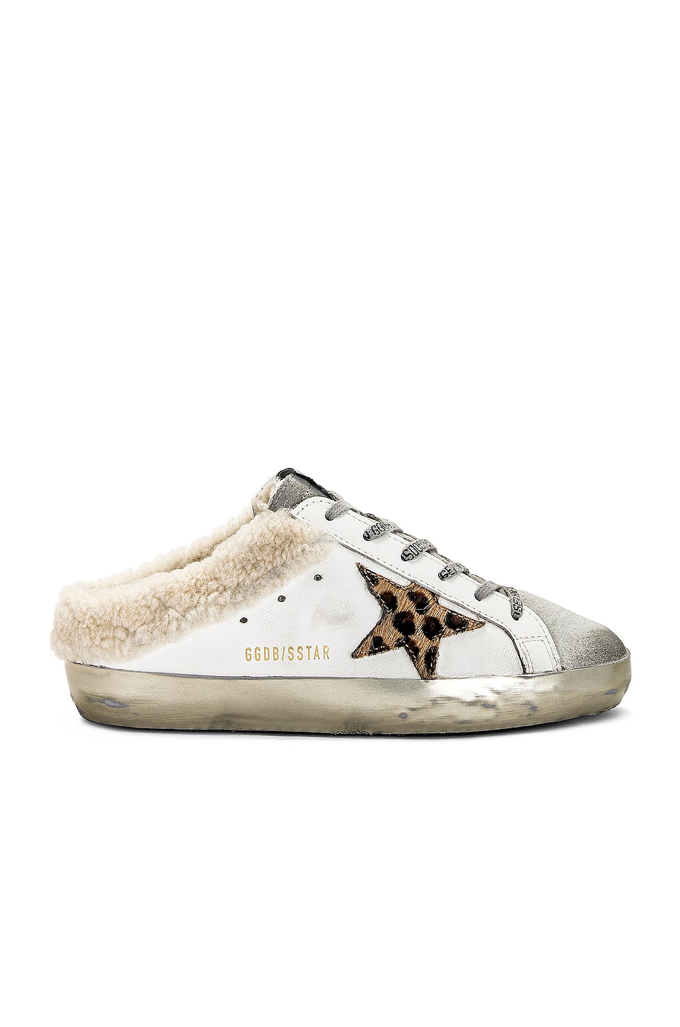 Image 1 of Golden Goose Superstar Sabot Sneaker in White Ice, Beige Brown Leopard, & Beige