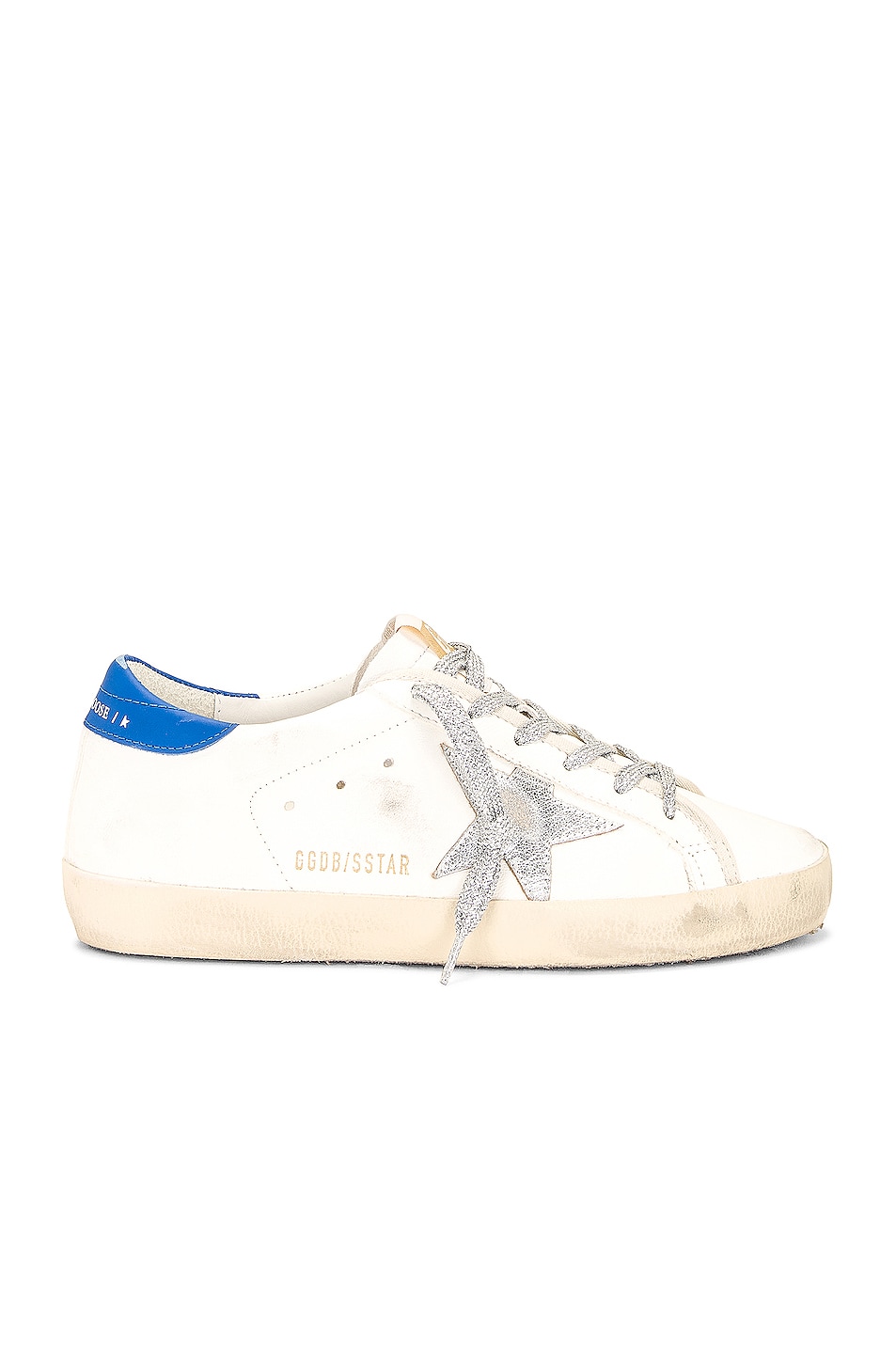 Image 1 of Golden Goose Superstar Sneaker in Cream, Silver, & Blue