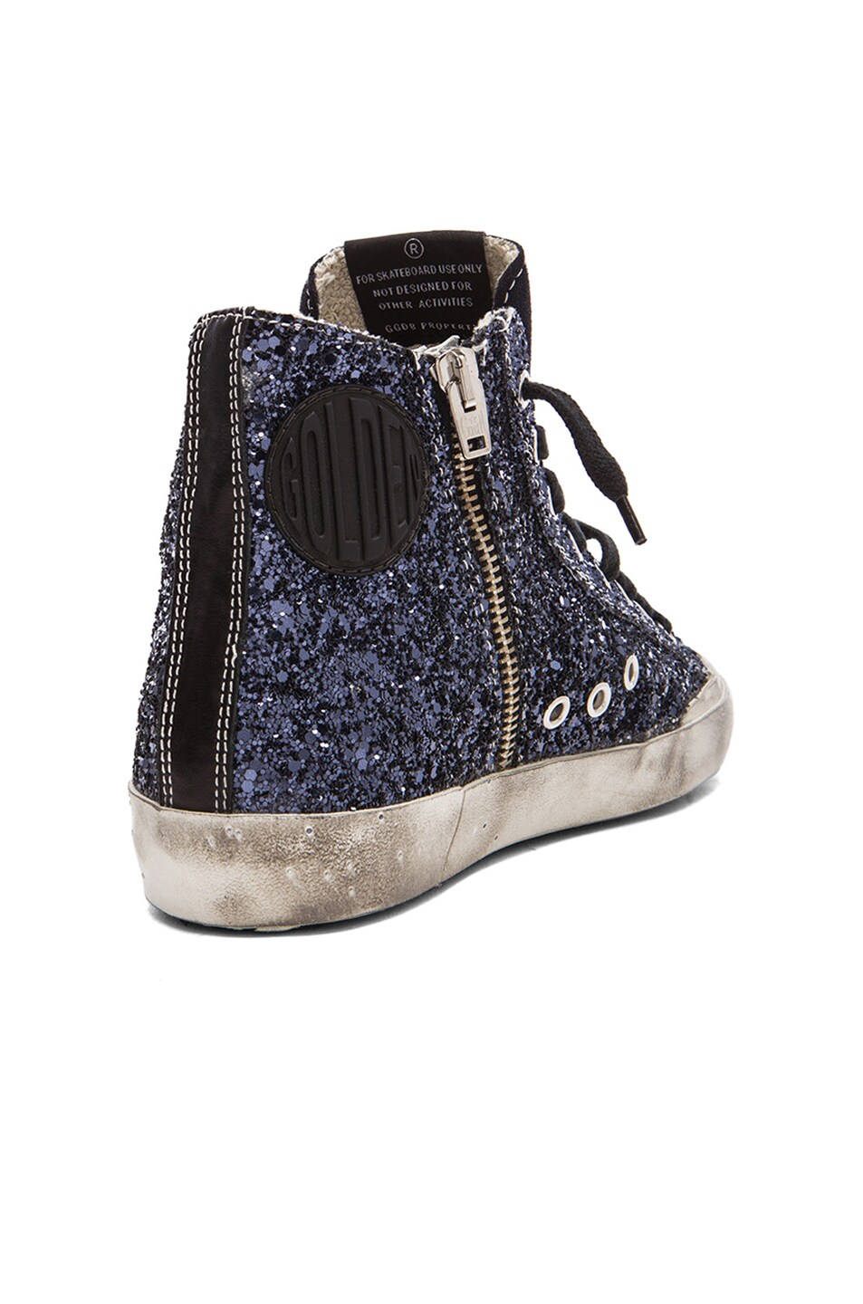 Golden Goose Francy High Top Glitter Sneakers in Blue Glitter | FWRD