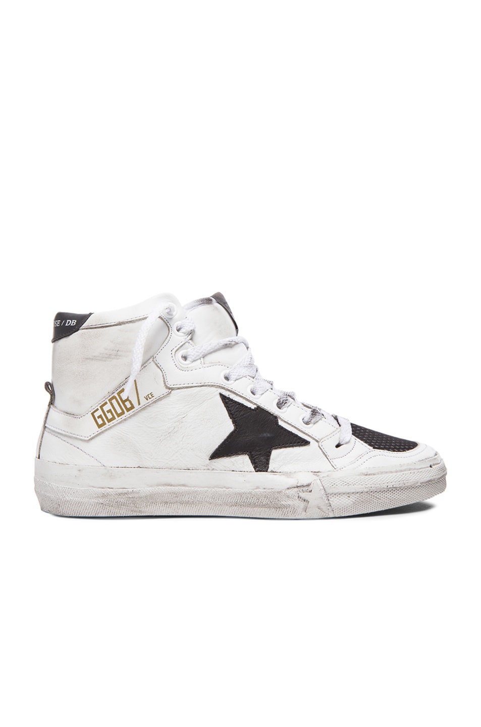 Image 1 of Golden Goose 2.12 Leather Sneakers in Black Mesh & White