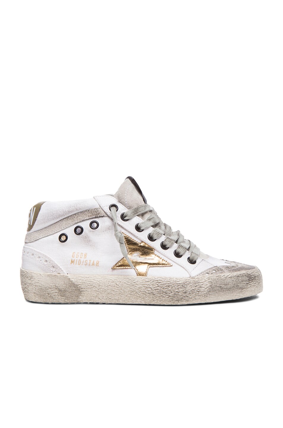 Image 1 of Golden Goose Mid Star in Gold & White