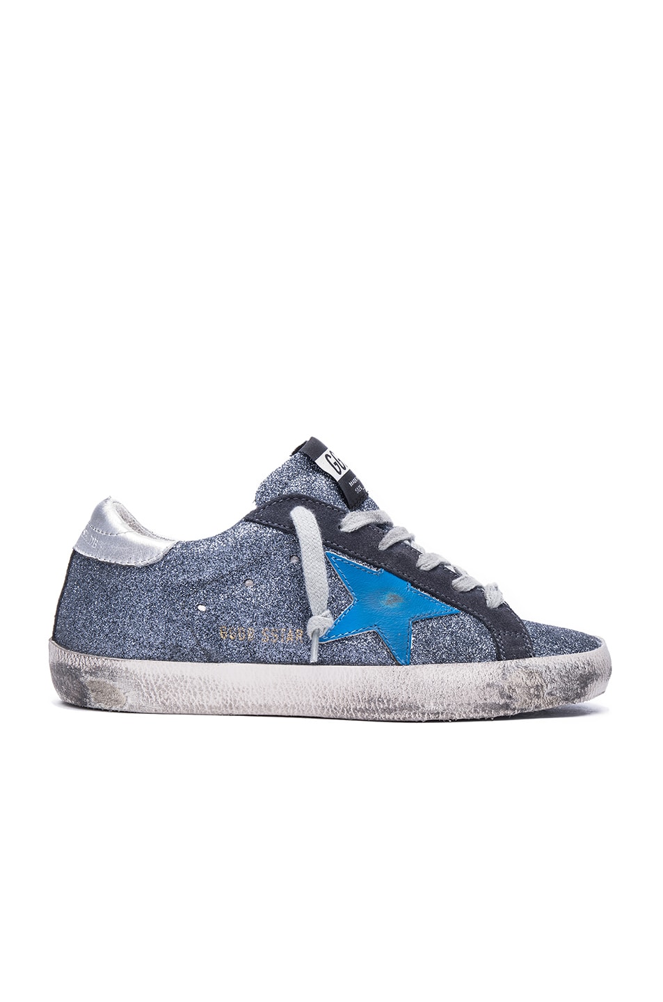 Image 1 of Golden Goose Superstar Low Top Glitter Sneakers in Blue Glitter