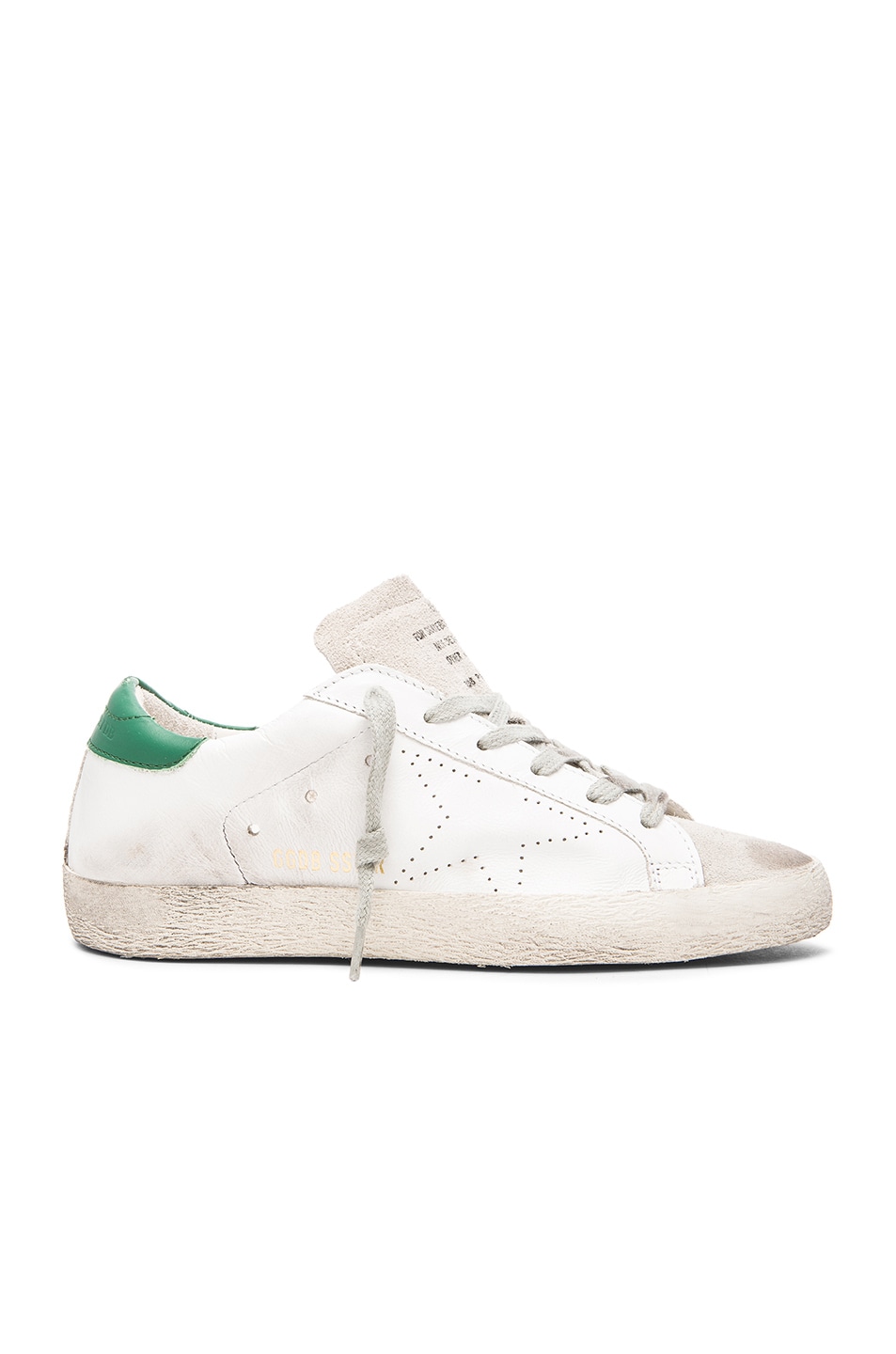 Image 1 of Golden Goose Superstar Low Top Leather Sneakers in Green & White