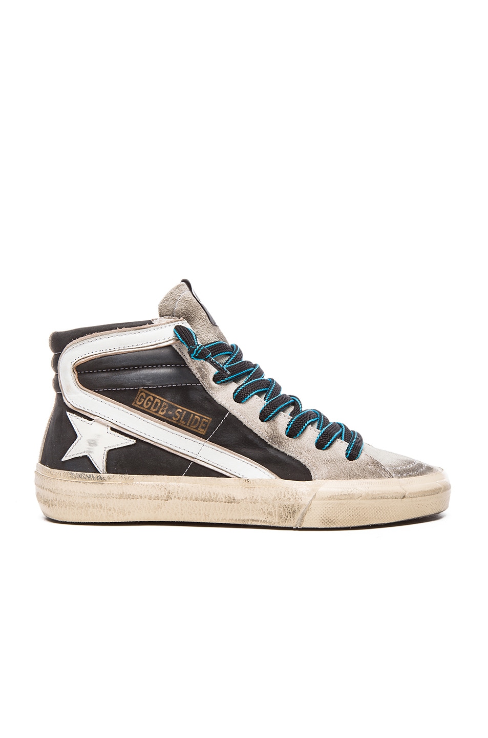 Image 1 of Golden Goose Slide Leather & Suede Sneakers in Black Suede Ice
