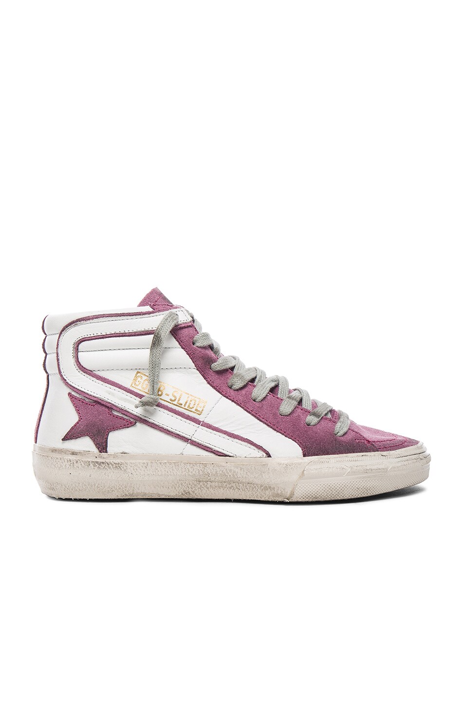 Image 1 of Golden Goose Leather Slide Sneakers in White & Pink