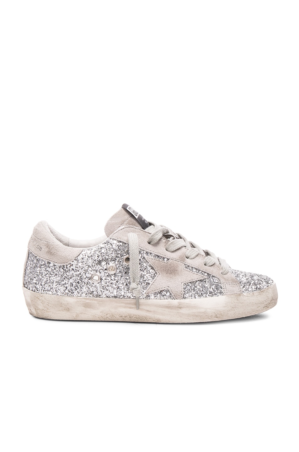 Image 1 of Golden Goose Glitter Superstar Low Sneakers in Silver Moon