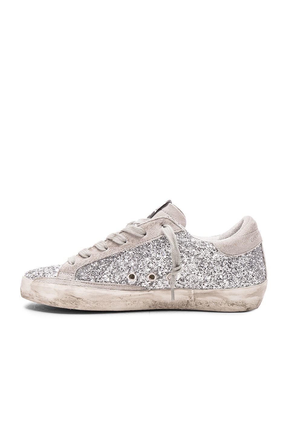 Golden Goose Glitter Superstar Low Sneakers in Silver Moon | FWRD
