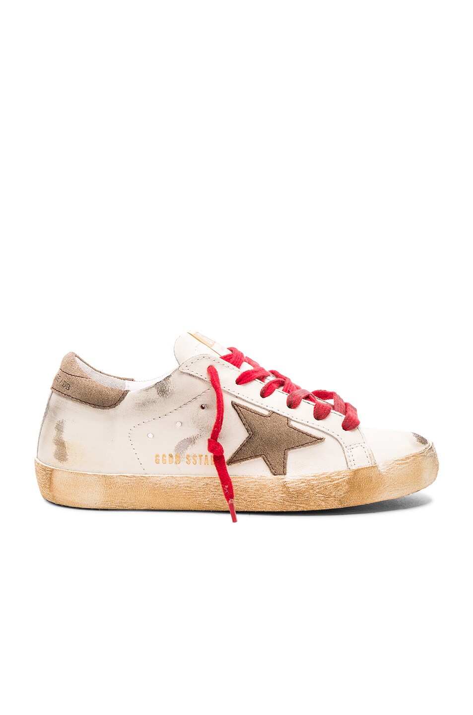 Image 1 of Golden Goose Leather Superstar Low Sneakers in Red & White