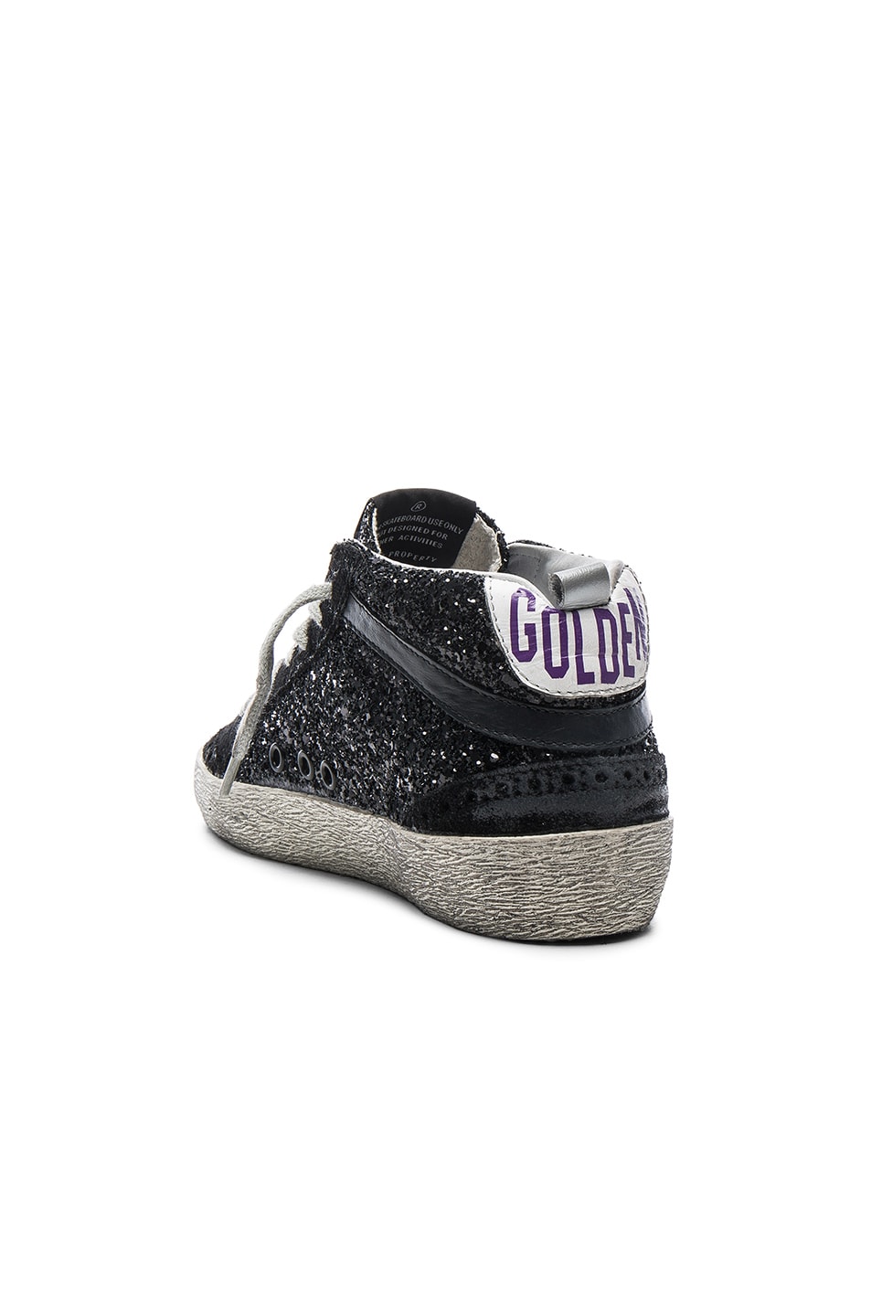 Golden Goose Glitter Mid Star Sneakers in Black Glitter | FWRD