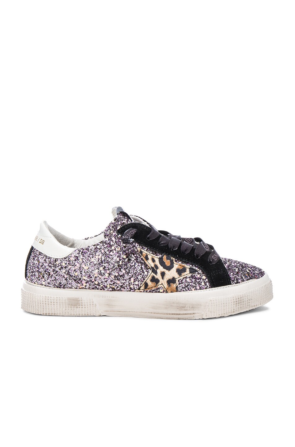 Image 1 of Golden Goose May Sneakers in Black & Lilac Glitter