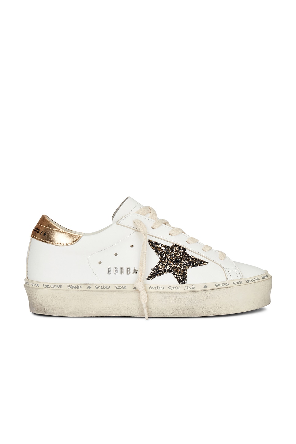 Image 1 of Golden Goose Hi Star Sneaker in White, Black Gold, & Gold