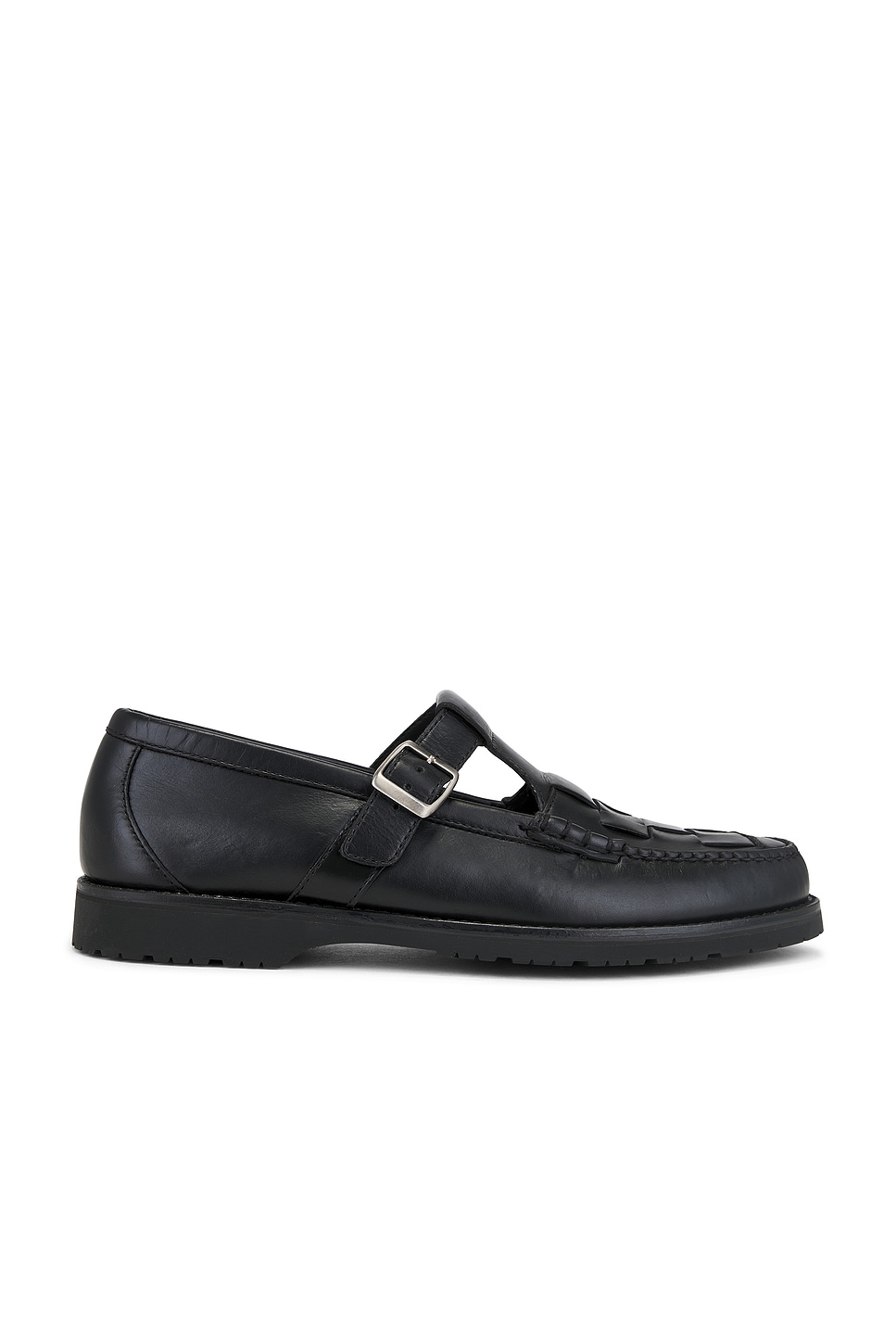 G.H.BASS Fisherman Mini Lug Smooth Leather Weejun in Black