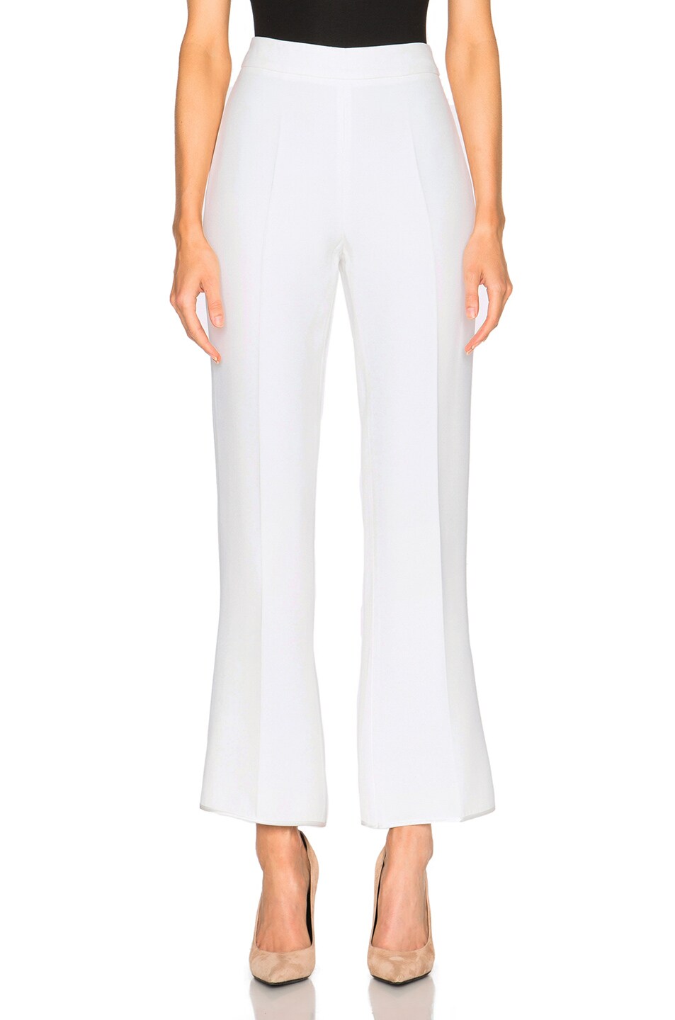 Image 1 of Giambattista Valli Cropped Flare Cady Trousers in White