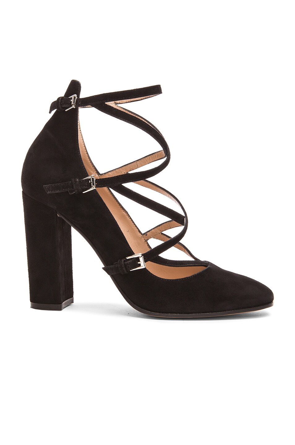 Image 1 of Gianvito Rossi Suede Strappy Crisscross Pumps in Black Suede