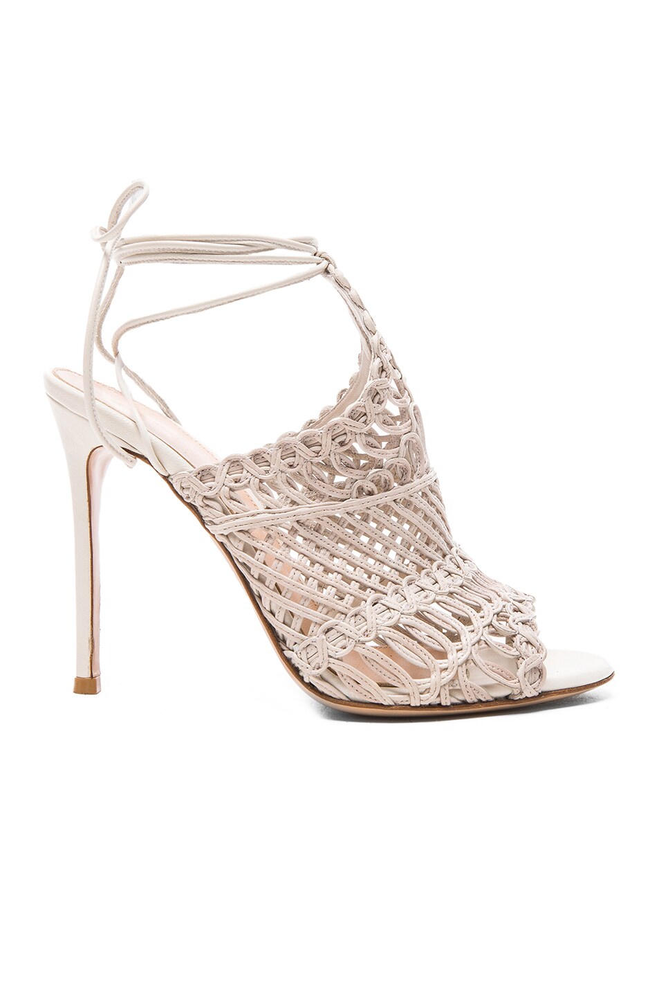 Image 1 of Gianvito Rossi Woven Leather Heels in Off White