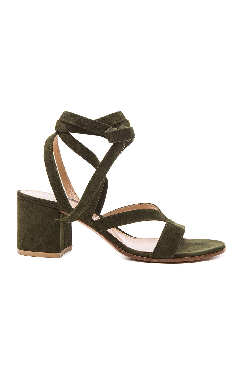Image 1 of Gianvito Rossi Suede Janis Low Sandals in Military