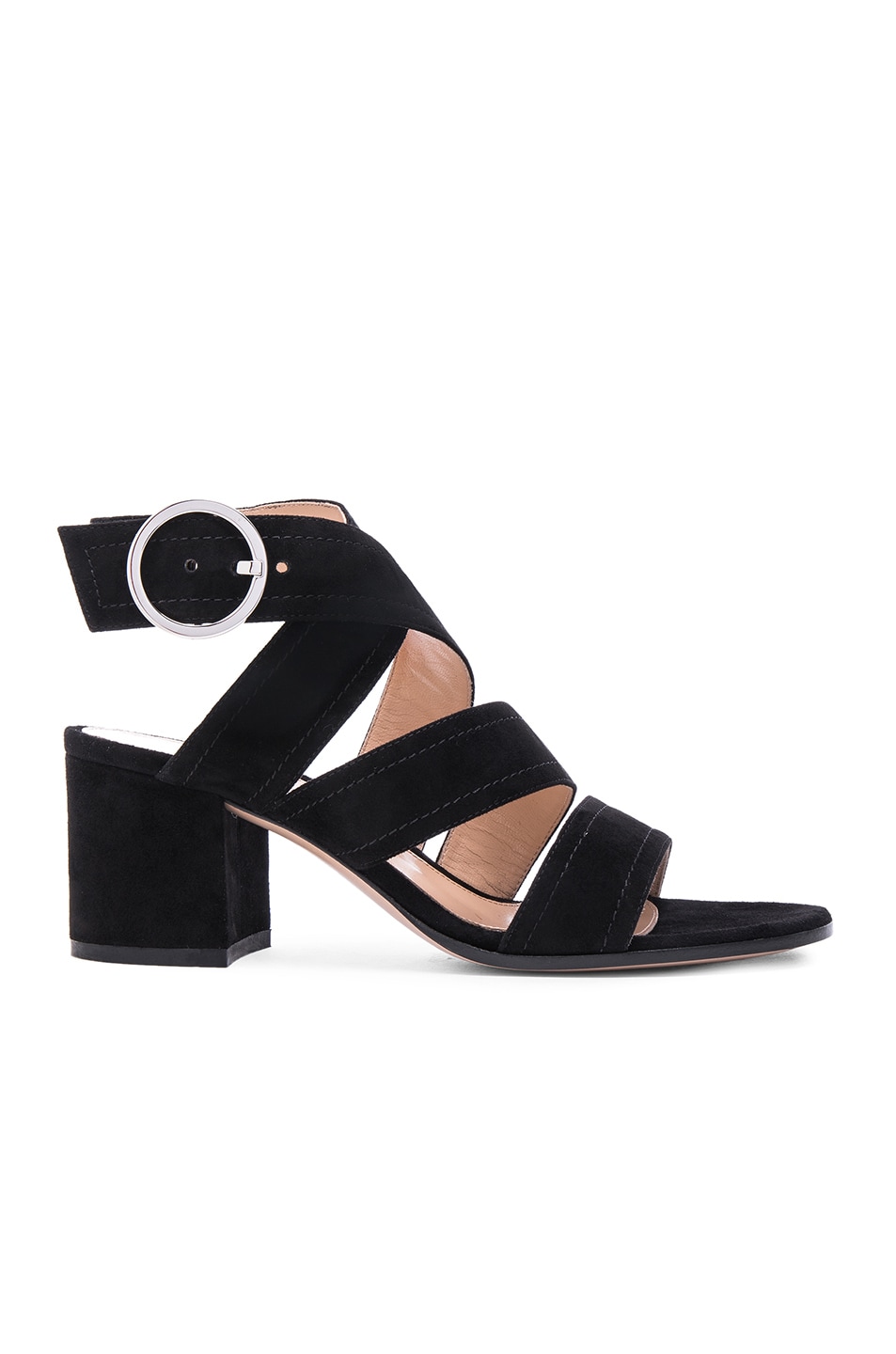 Image 1 of Gianvito Rossi Suede Chunky Heel Strap Sandals in Black