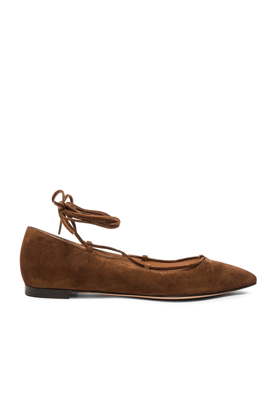 Image 1 of Gianvito Rossi Suede Lace Up Flats in Texas